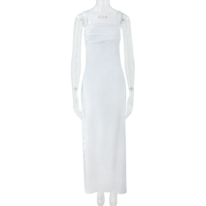 Satin maxi dress with off-the-shoulder design – Corey