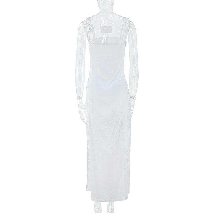 Satin maxi dress with off-the-shoulder design – Corey