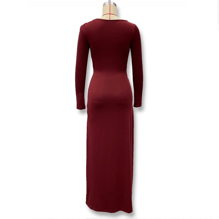 Maxi dress with gathers and buckle design - HAVA