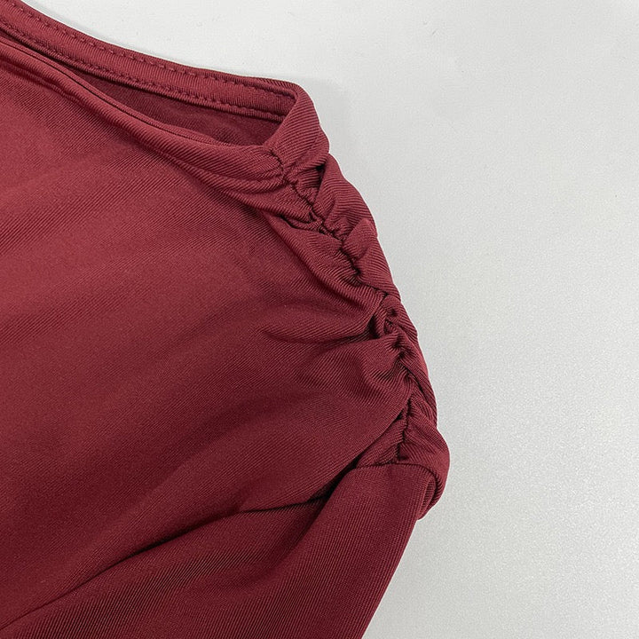 Maxi dress with gathers and buckle design - HAVA