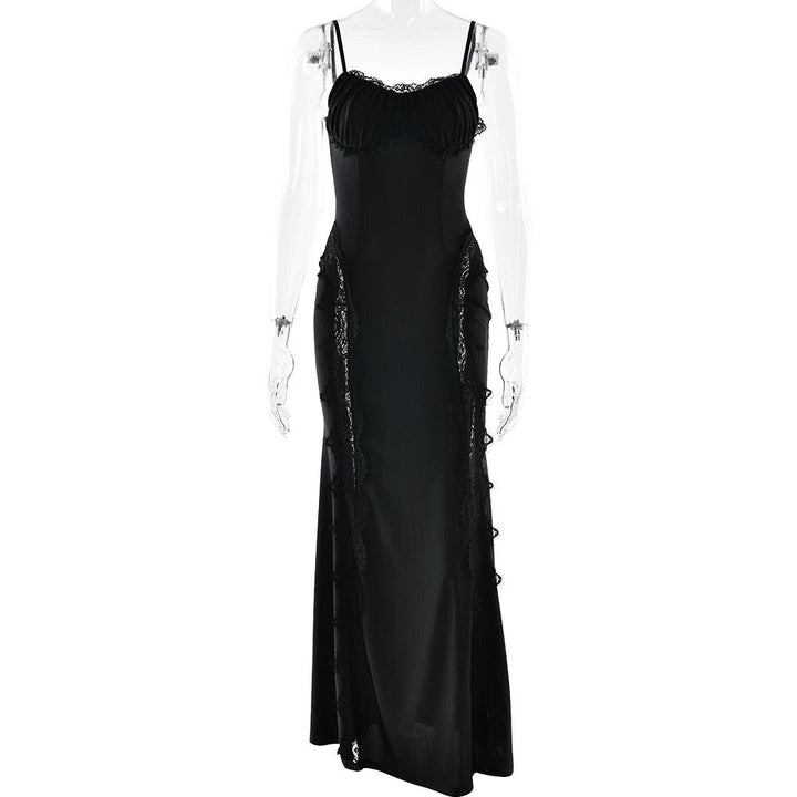 Maxi dress in shiny fabric with lace design - Alexa