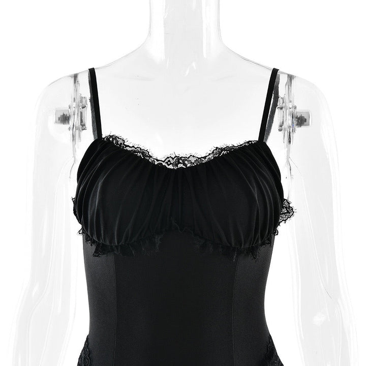 Maxi dress in shiny fabric with lace design - Alexa