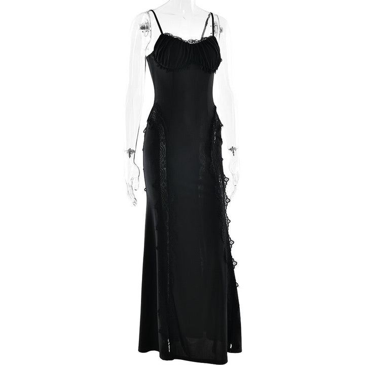 Maxi dress in shiny fabric with lace design - Alexa