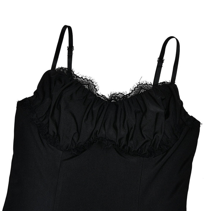 Maxi dress in shiny fabric with lace design - Alexa