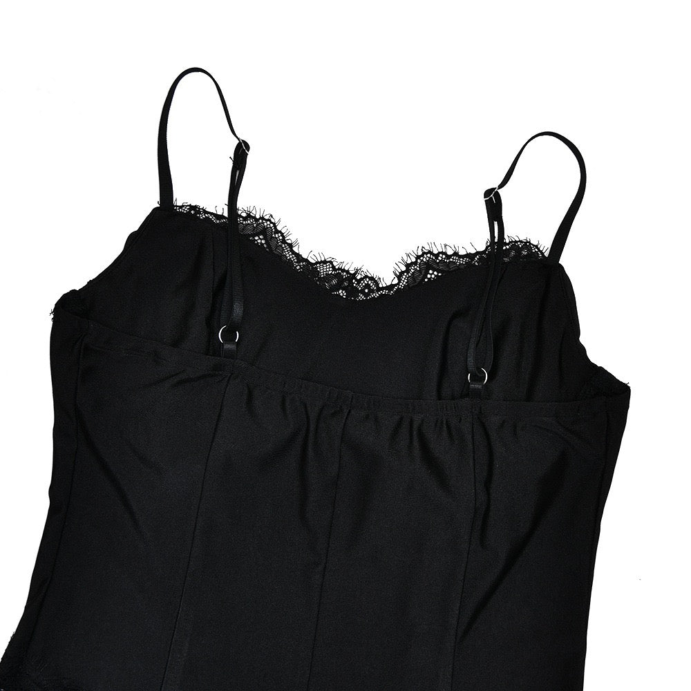 Maxi dress in shiny fabric with lace design - Alexa