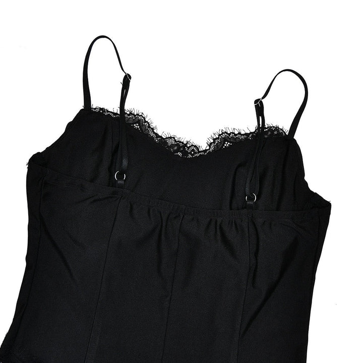 Maxi dress in shiny fabric with lace design - Alexa