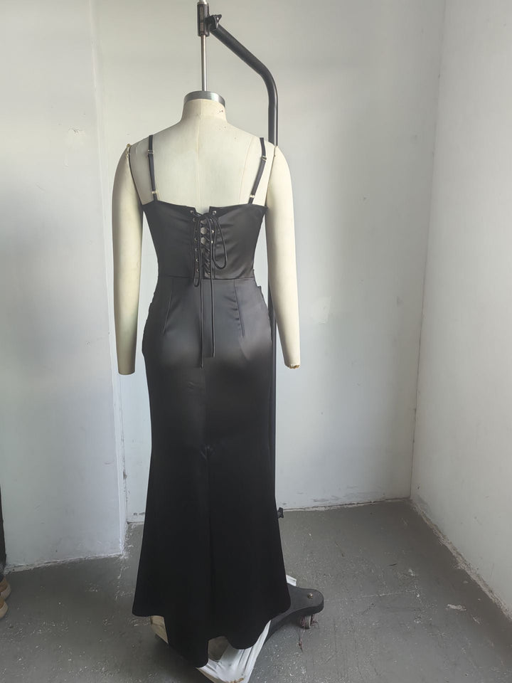 Corset-style satin maxi dress - Joel