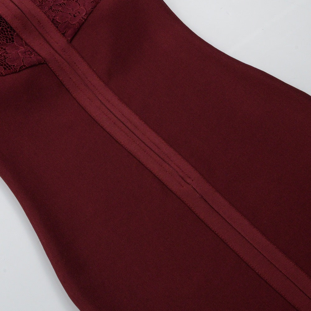 Tailored midi dress with shaping fabric and lace decoration - ALORA