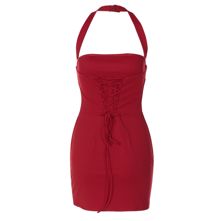 Fitted mini dress in shaping fabric with open-back design – Amor