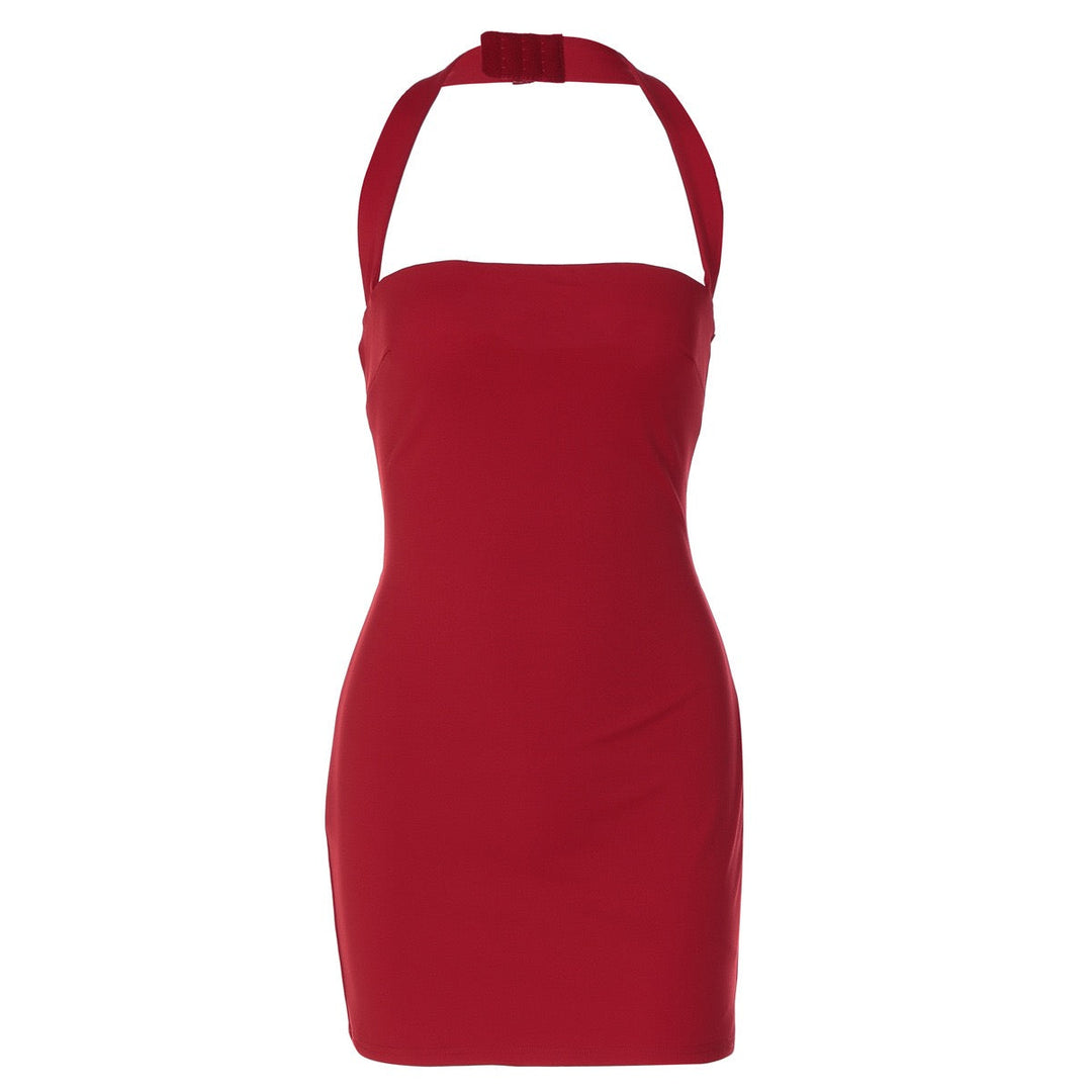Fitted mini dress in shaping fabric with open-back design – Amor
