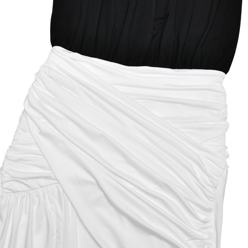 Open-back collar maxi dress with gathers and slit design - Tiran