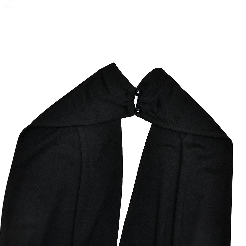 Open-back collar maxi dress with gathers and slit design - Tiran