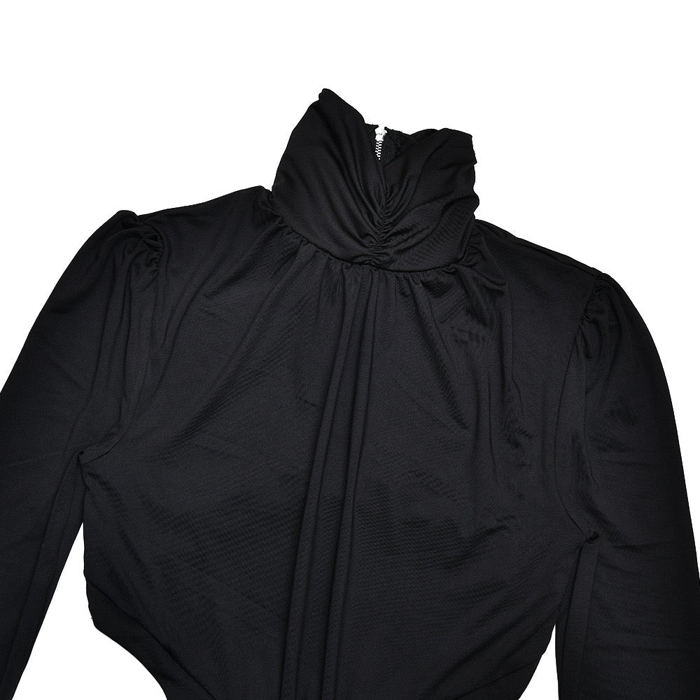 Maxi golf dress with zipper closure and open back and slit design - Noyal