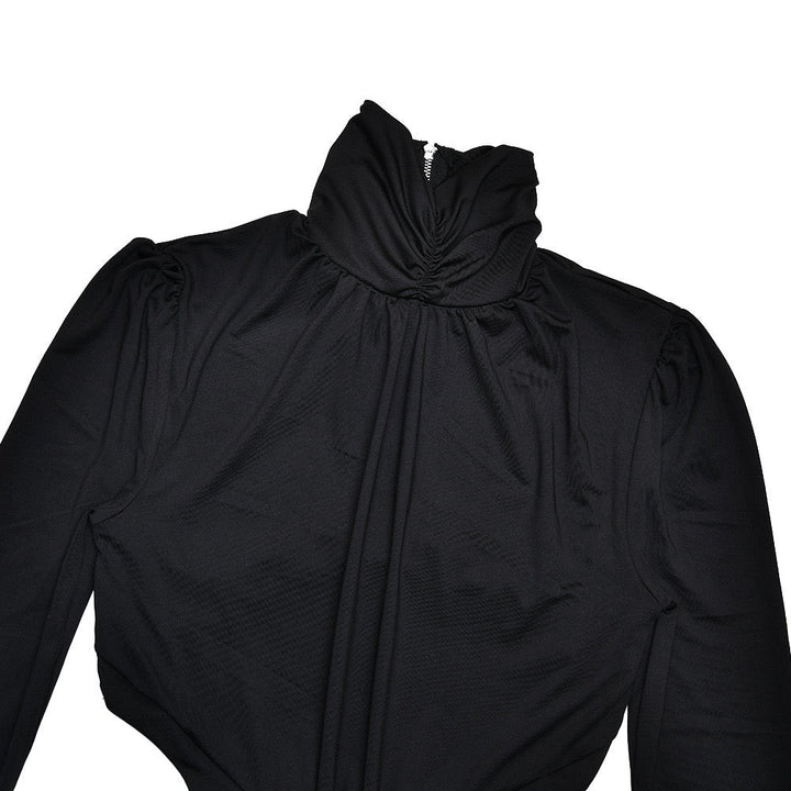 Maxi golf dress with zipper closure and open back and slit design - Noyal