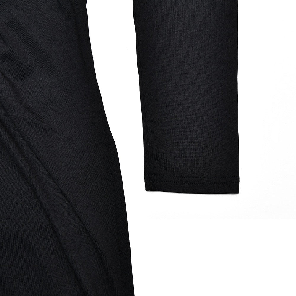 Maxi golf dress with zipper closure and open back and slit design - Noyal