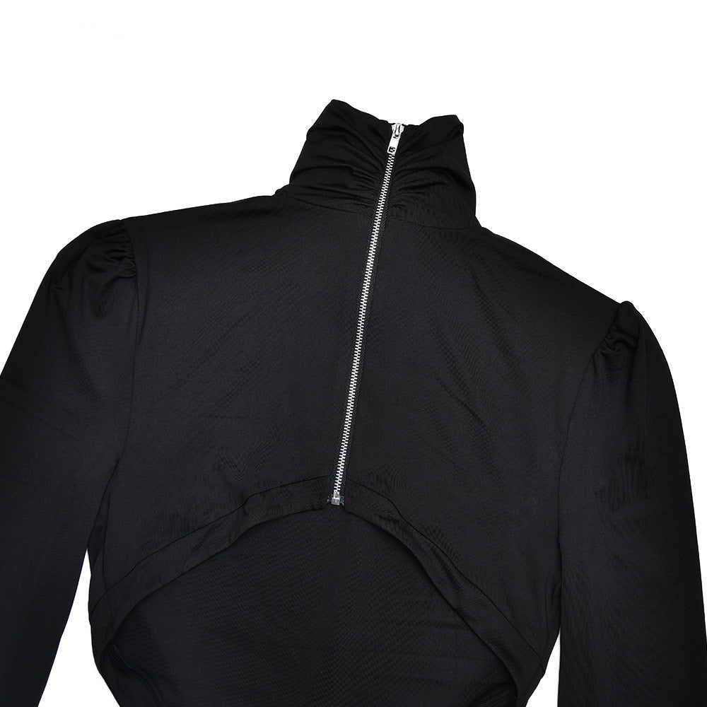 Maxi golf dress with zipper closure and open back and slit design - Noyal