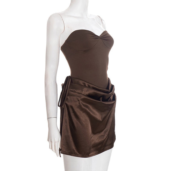 Strapless mini dress with satin pleats - Vera