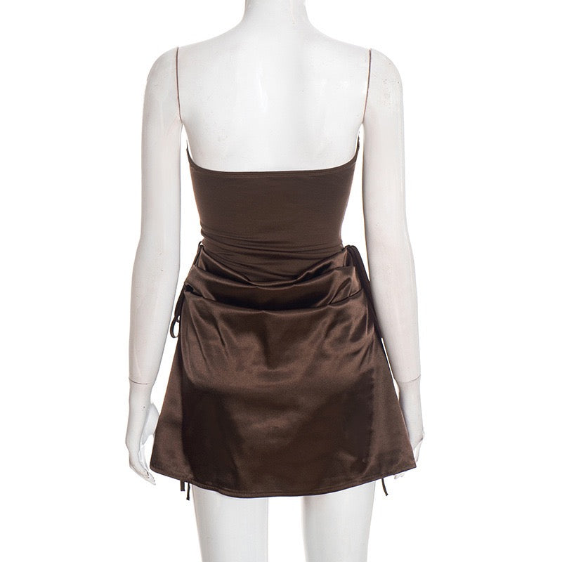Strapless mini dress with satin pleats - Vera
