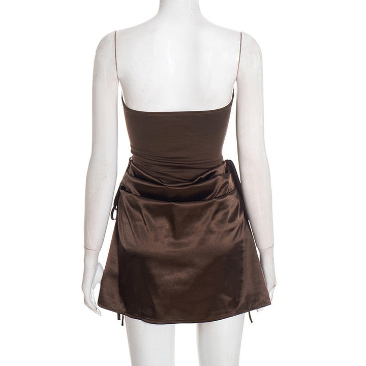 Strapless mini dress with satin pleats - Vera