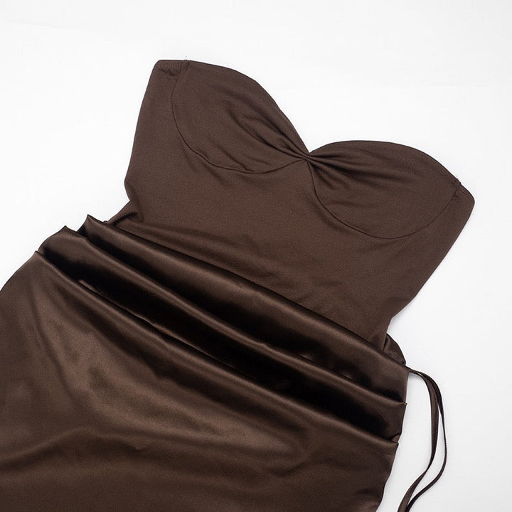 Strapless mini dress with satin pleats - Vera