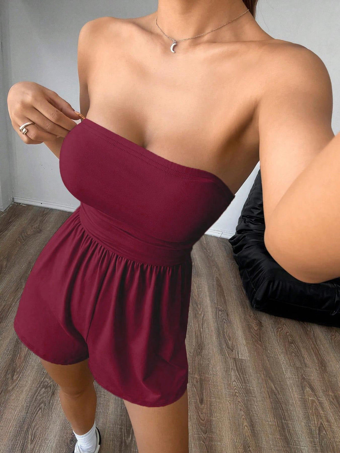 Strapless jumpsuit with shorts – Jude