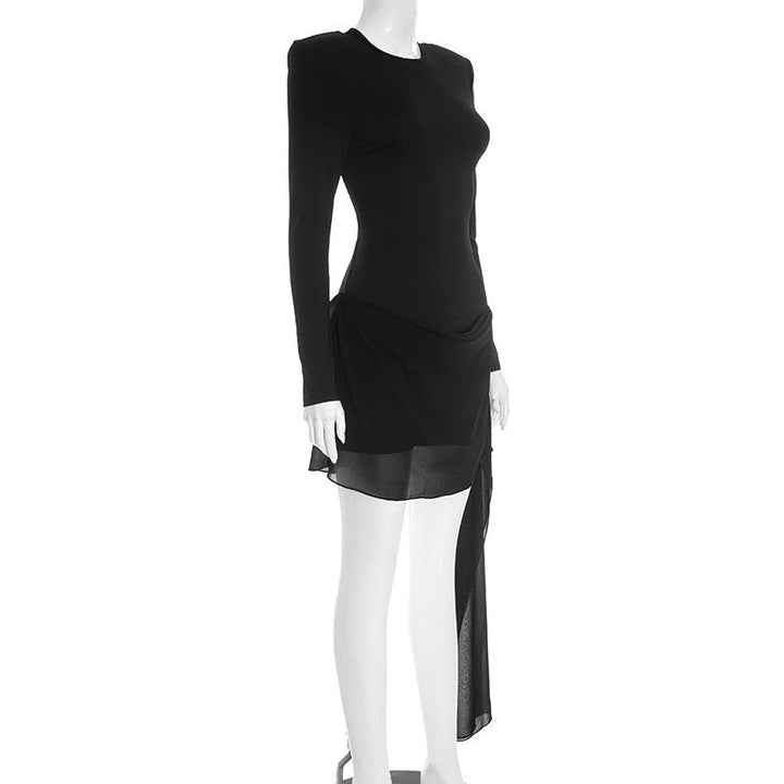 Chiffon pleated mini dress with a train - Sorella