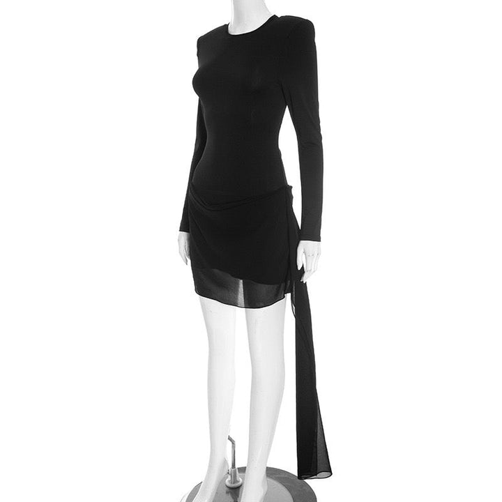 Chiffon pleated mini dress with a train - Sorella