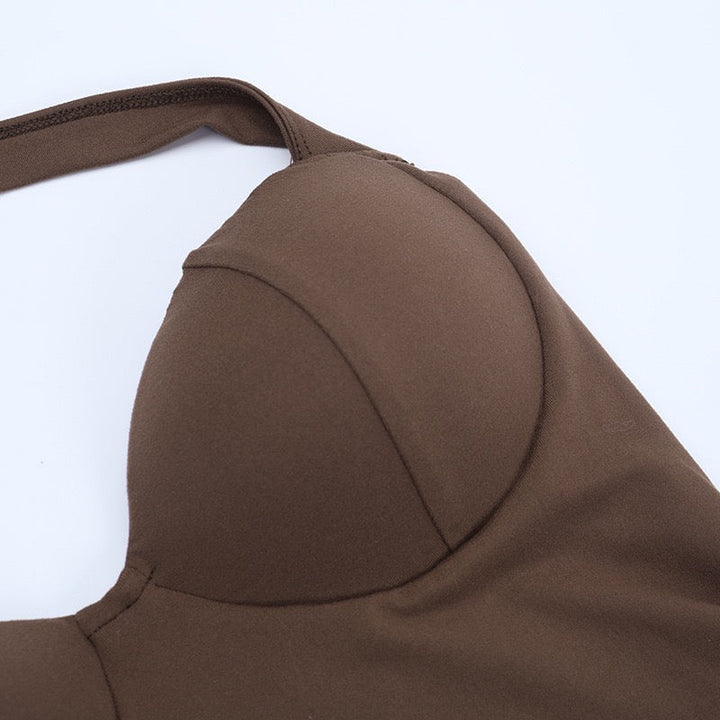 Maxi dress in a form-fitting fabric with a tie design and an open back - TATIANA