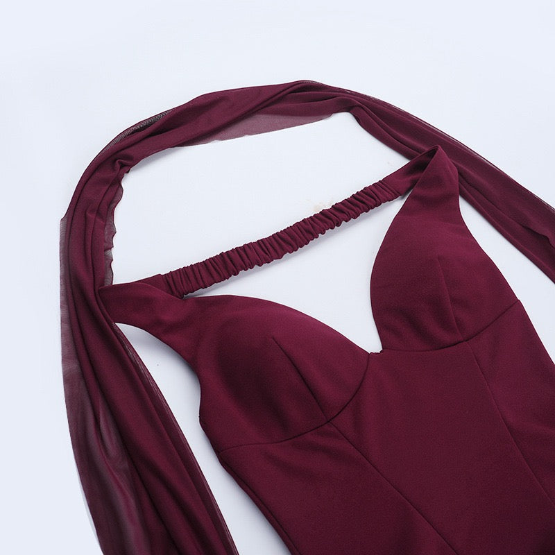 Off-the-shoulder mini dress with 3D floral design and scarf decoration - DAPHANY