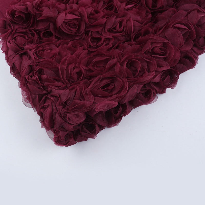 Off-the-shoulder mini dress with 3D floral design and scarf decoration - DAPHANY