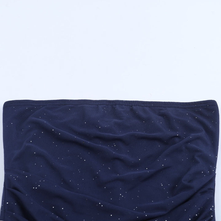 Sequined strapless maxi dress with matching scarf - Miamore