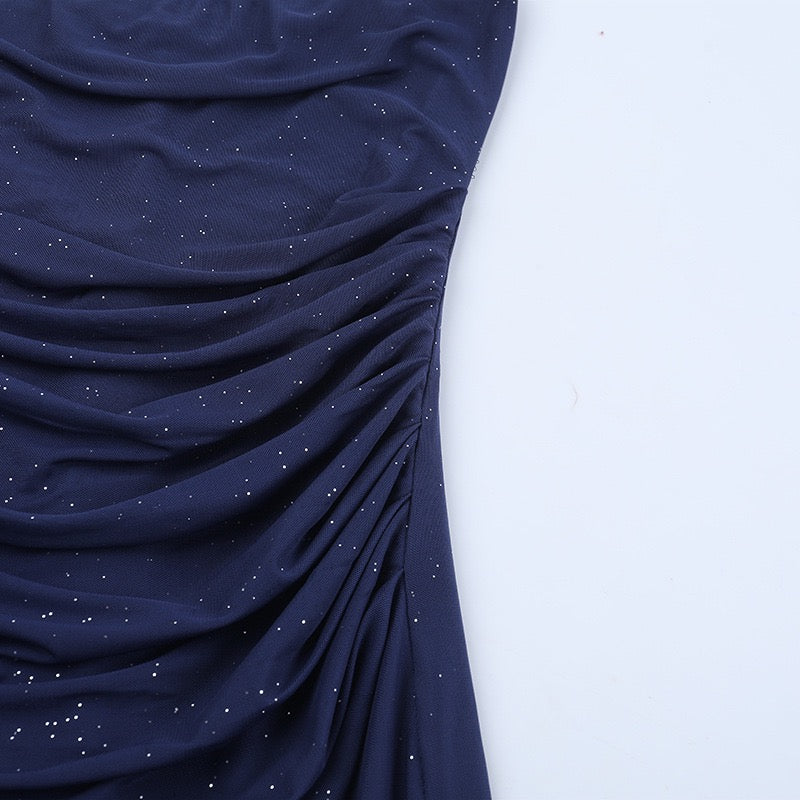 Sequined strapless maxi dress with matching scarf - Miamore