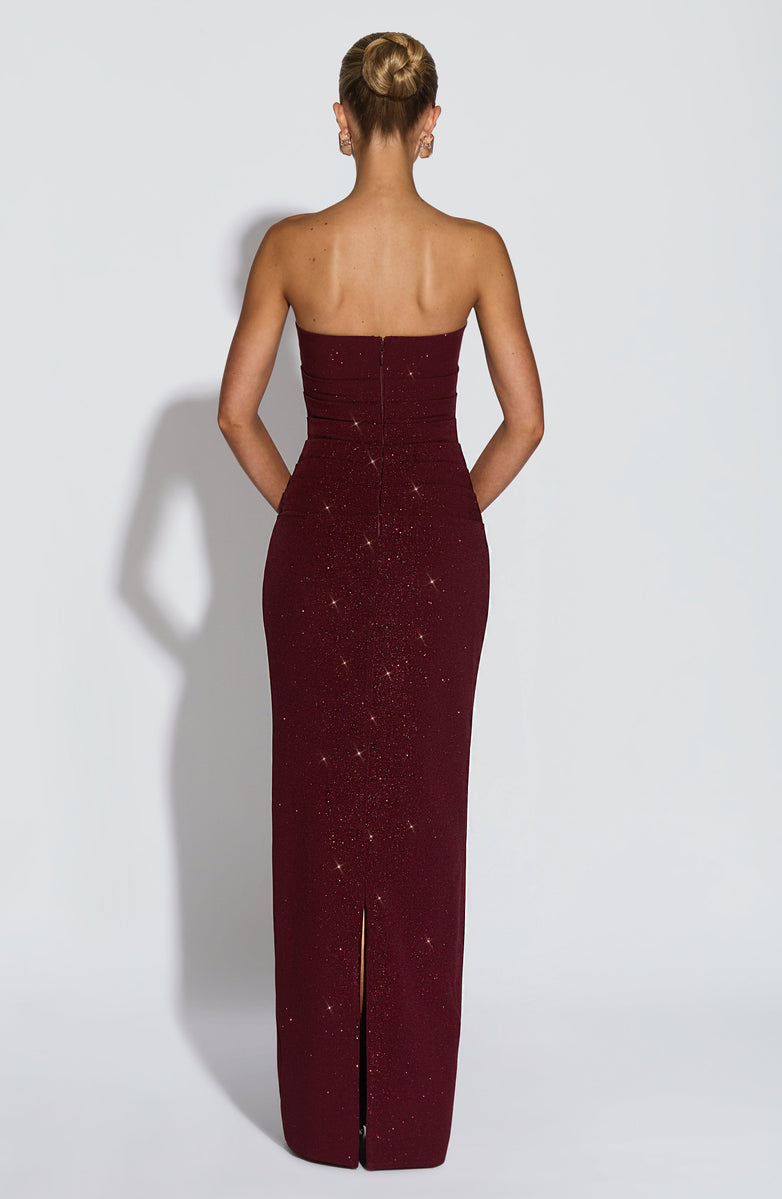 Sequined strapless maxi dress with matching scarf - Miamore