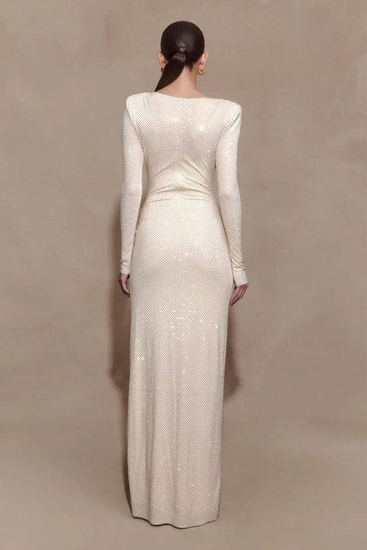 Maxi dress with sparkling sequins and slit design - DELOR