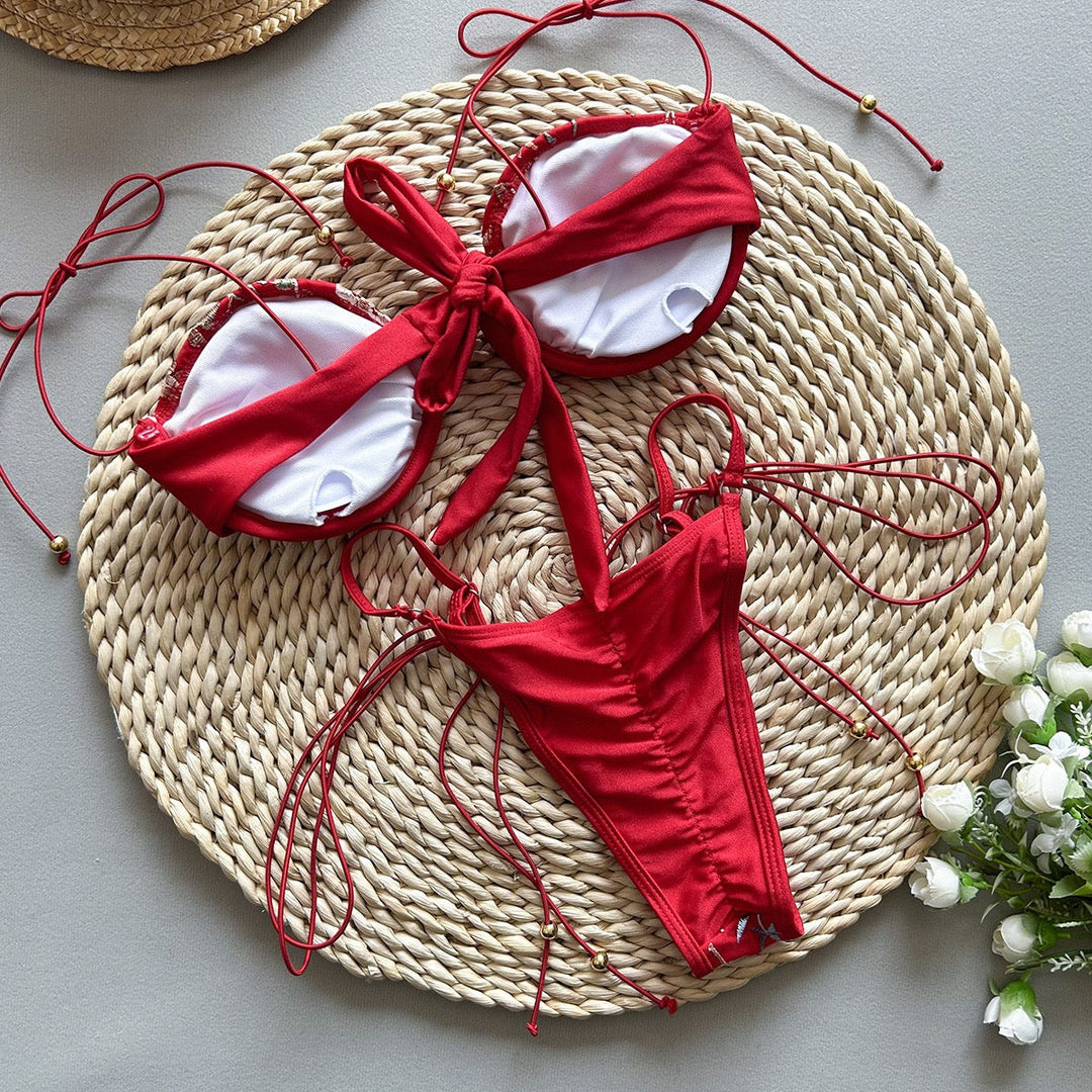 Bikini swimsuit with floral embroidery design – Legend