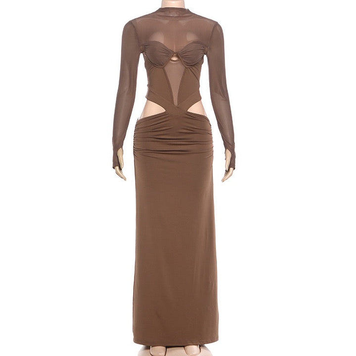 Tailored maxi dress with chiffon and openings design - Francine