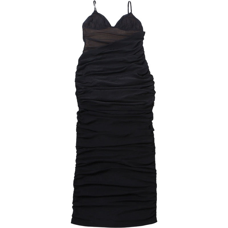 Chiffon midi dress with gathered design and bottom - Kerem