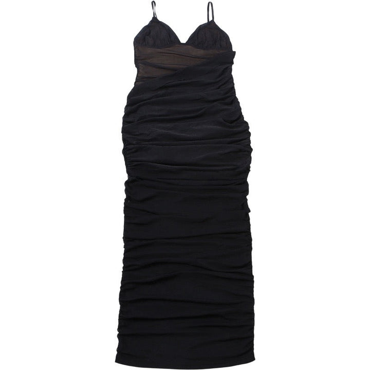 Chiffon midi dress with gathered design and bottom - Kerem