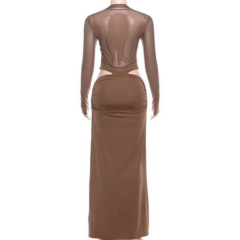 Tailored maxi dress with chiffon and openings design - Francine