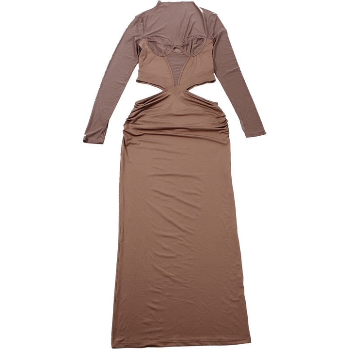 Tailored maxi dress with chiffon and openings design - Francine