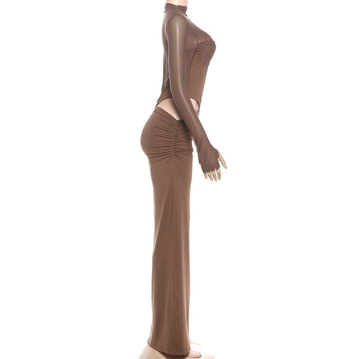 Tailored maxi dress with chiffon and openings design - Francine
