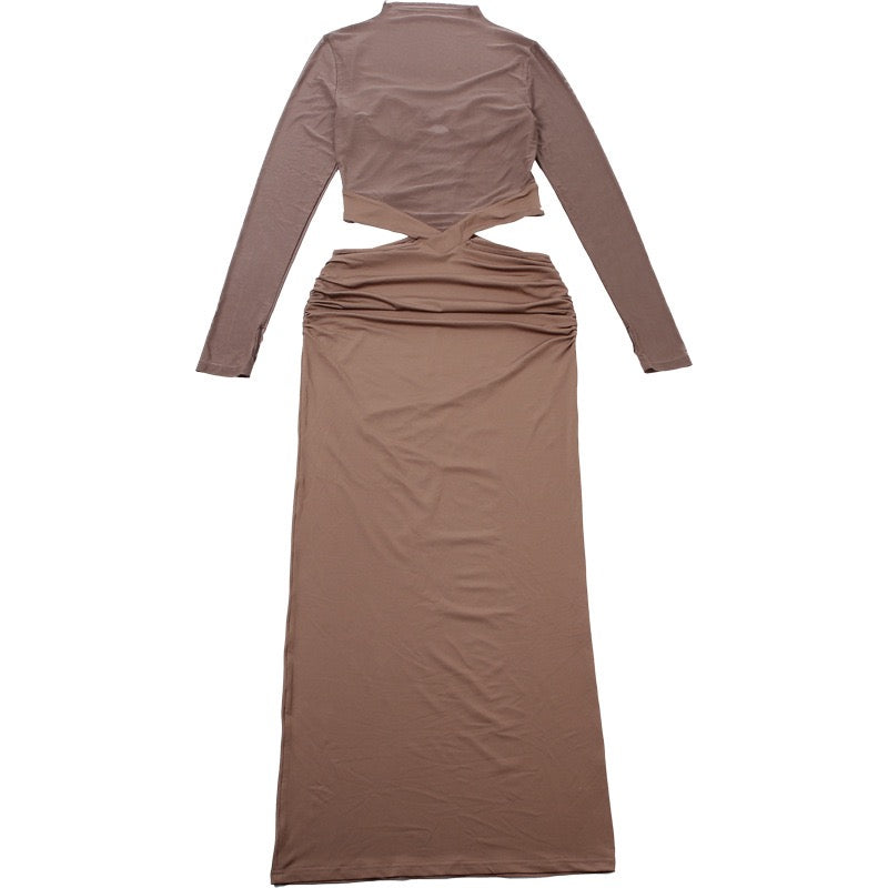 Tailored maxi dress with chiffon and openings design - Francine