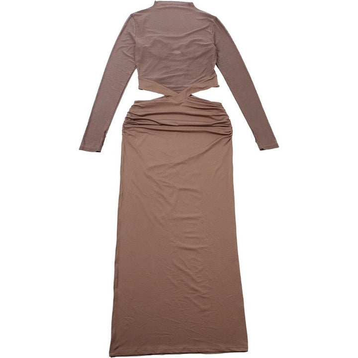 Tailored maxi dress with chiffon and openings design - Francine