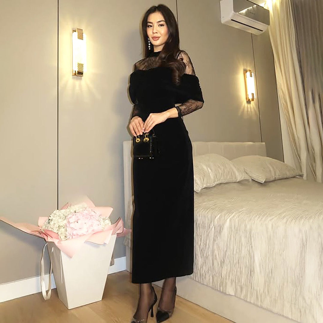 Maxi dress with lace decoration - JUMA