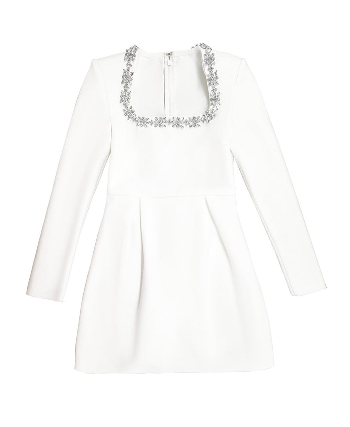 Elegant mini dress in shapewear fabric with diamond embellishment - Ayla