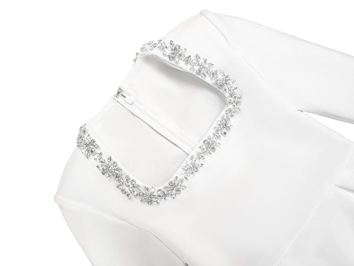 Elegant mini dress in shapewear fabric with diamond embellishment - Ayla