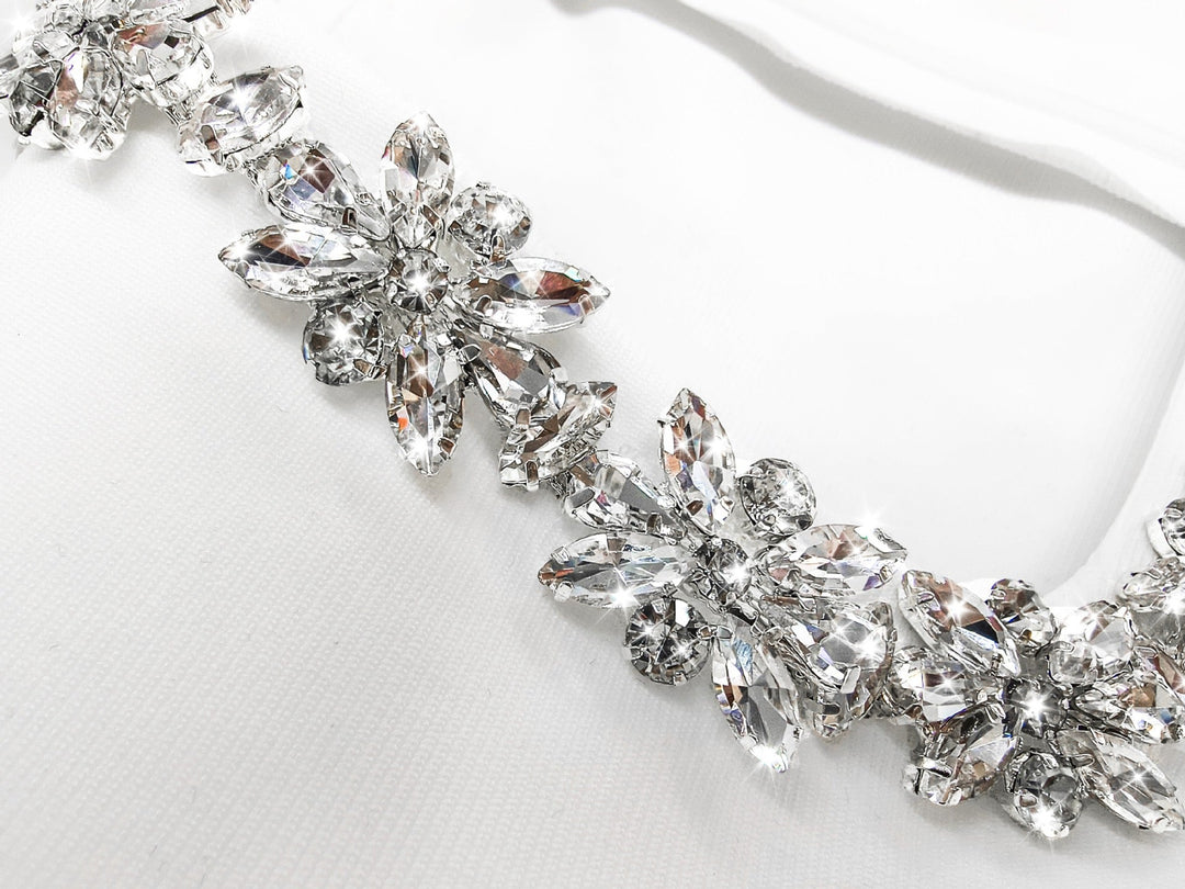 Elegant mini dress in shapewear fabric with diamond embellishment - Ayla