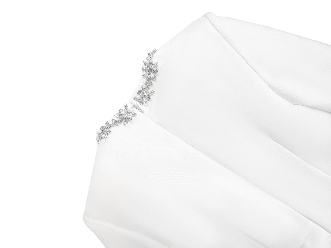 Elegant mini dress in shapewear fabric with diamond embellishment - Ayla