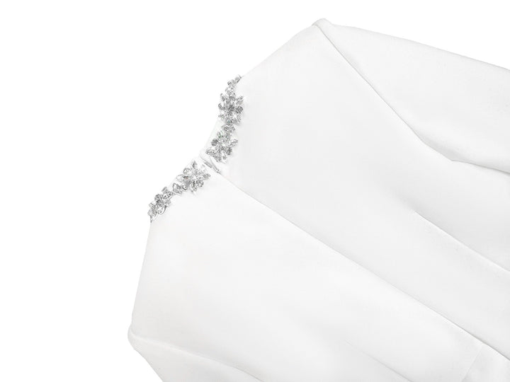 Elegant mini dress in shapewear fabric with diamond embellishment - Ayla