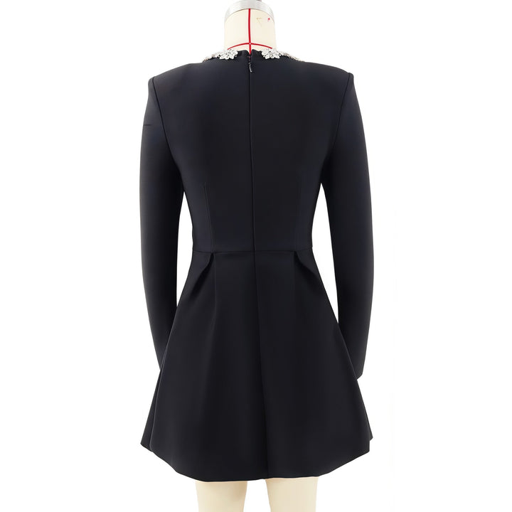 Elegant mini dress in shapewear fabric with diamond embellishment - Ayla